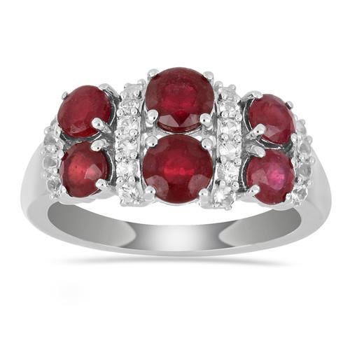 BUY GLASS FILLED RUBY GEMSTONE RING IN STERLING SILVER